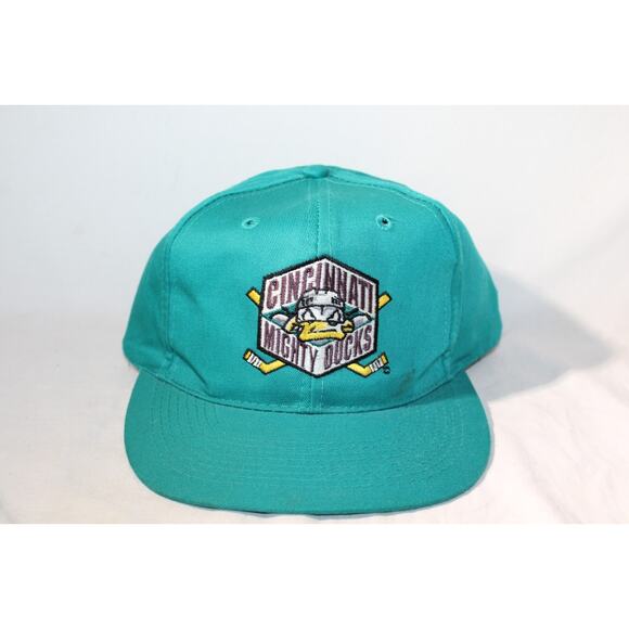 Vintage Cincinnati Mighty Ducks Rare Teal Cap AHL Snapback Hockey Team Hat Rare